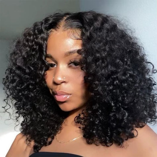 12A Short Bob Wig Deep Wave 100% Human Hair Wigs Ready to Go Glueless Wigs Brazilian Water Wave Lace Frontal Wigs for Women