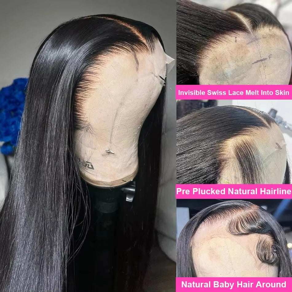 30 40 Inch Bone Straight Lace Front Wigs Human Hair Brazilian 13X4 13X6 Transparent Hd Lace Frontal Wigs for Women