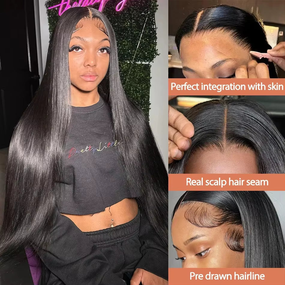 30 40 Inch Bone Straight Lace Front Wigs Human Hair Brazilian 13X4 13X6 Transparent Hd Lace Frontal Wigs for Women