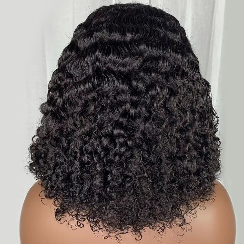 12A Short Bob Wig Deep Wave 100% Human Hair Wigs Ready to Go Glueless Wigs Brazilian Water Wave Lace Frontal Wigs for Women