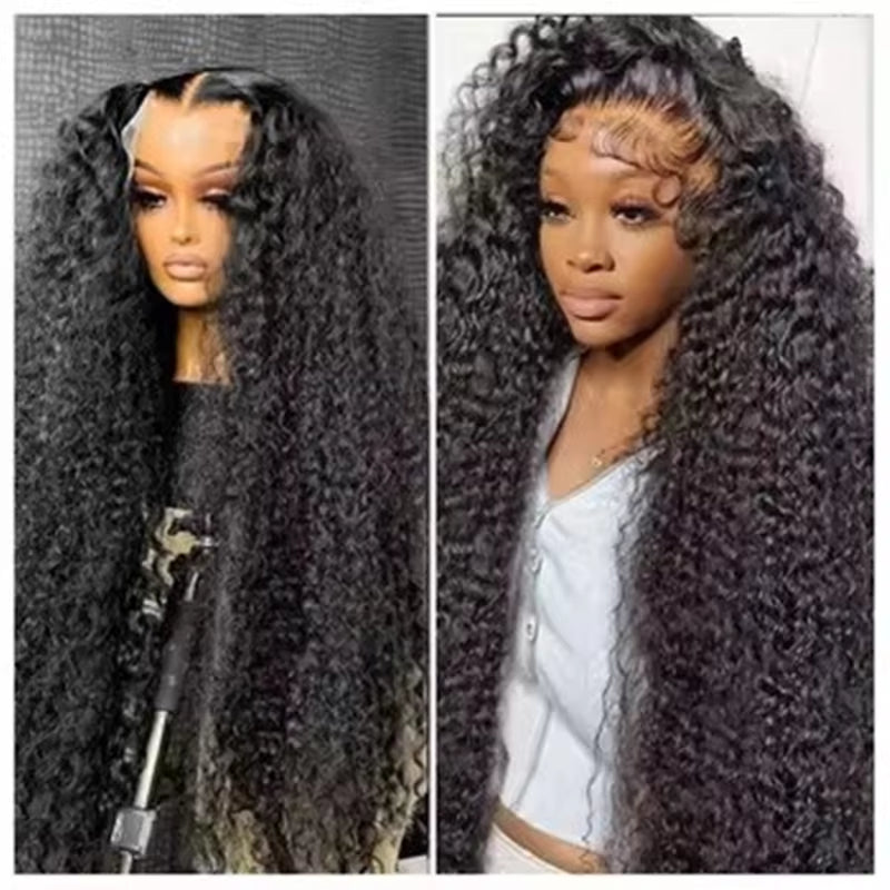 13X4 Lace Front Synthetic Wig for Black Women Natural Black Color Jerry Curly Prepluck Bleach Knot Baby Hair Cosplay Daily Party