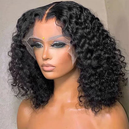 12A Short Bob Wig Deep Wave 100% Human Hair Wigs Ready to Go Glueless Wigs Brazilian Water Wave Lace Frontal Wigs for Women