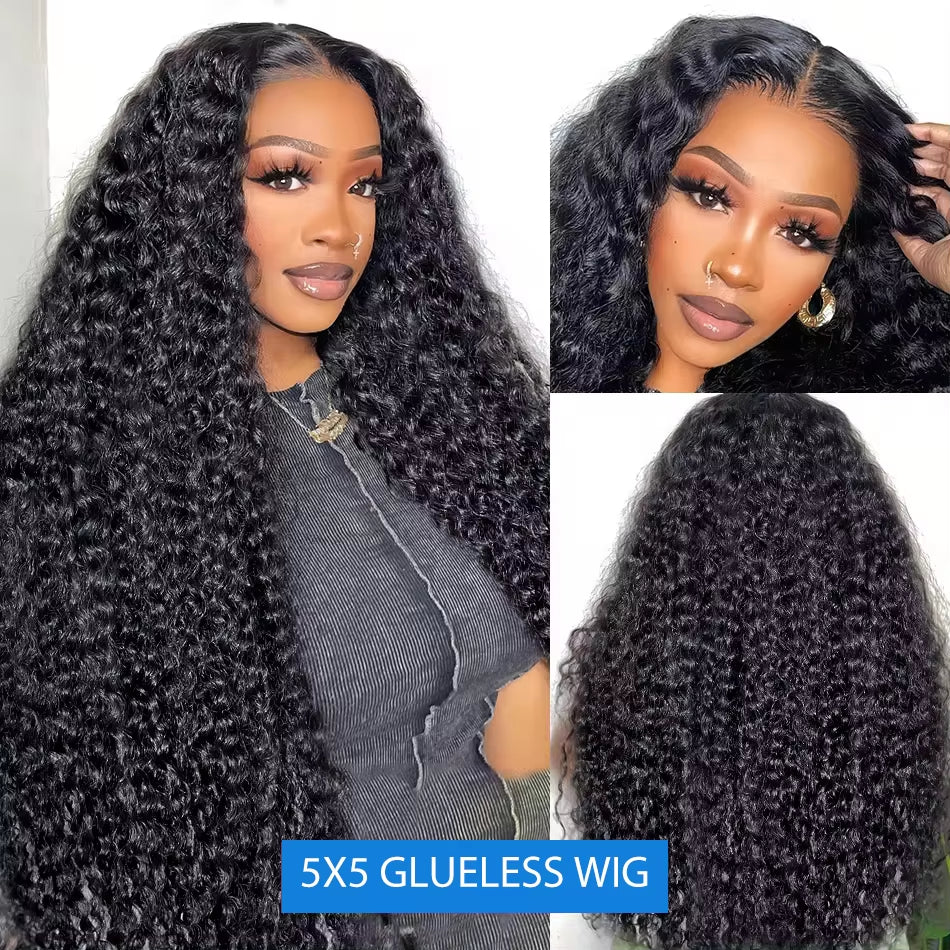 Xcurly Loose Deep Wave Glueless 5X5 Ready to Wear Lace Closure Wig 220% Pre Plucked Water Curly Transparent Human Hair Wigs